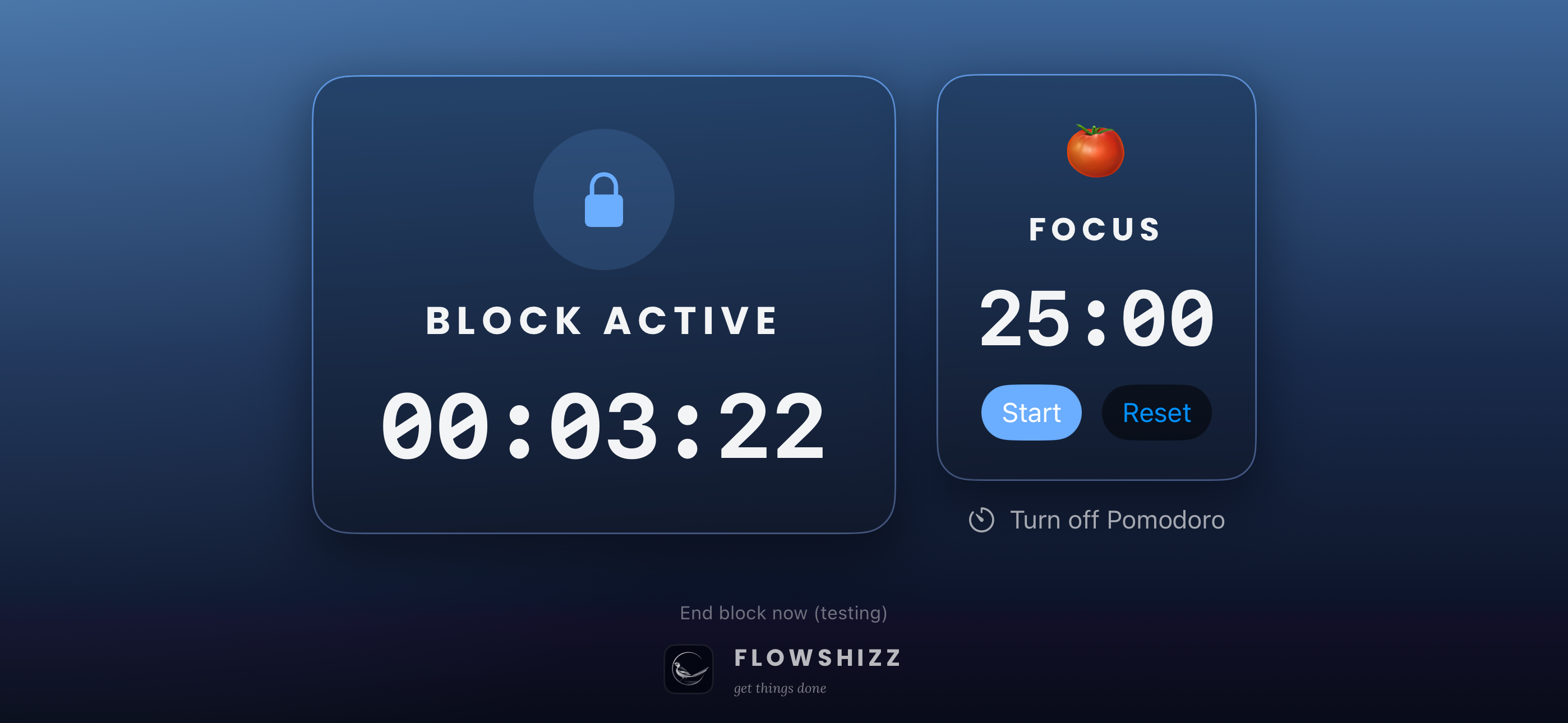 FlowShizz active block screen on Mac